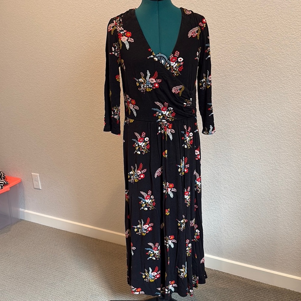 Boden Pink and White Wrap Sundress V-Neck 3/4 Sleeve